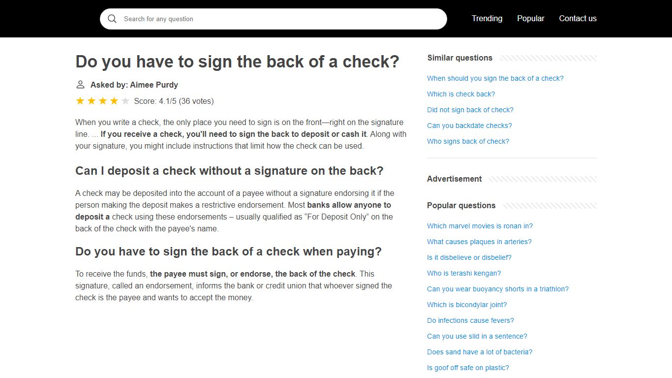 Do you have to sign the back of a check? - yamo.iliensale.com